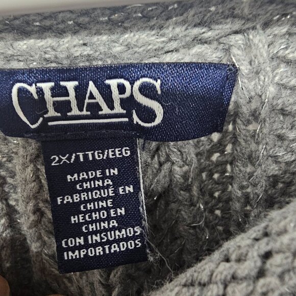 Chaps Sweater Gray Metallic Knit Preppy Cottage Casual 2X - Picture 5 of 7